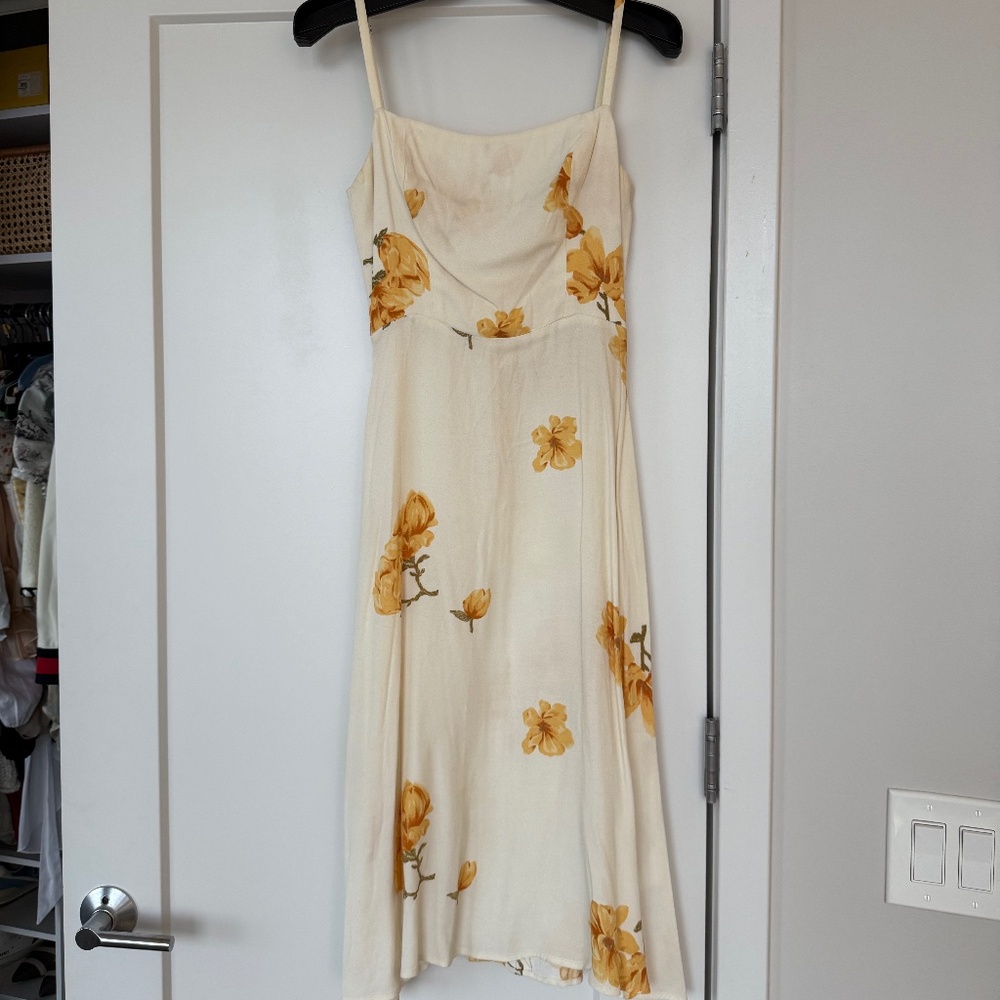 Reformation Midi Dress With Sunflowers - Size 2